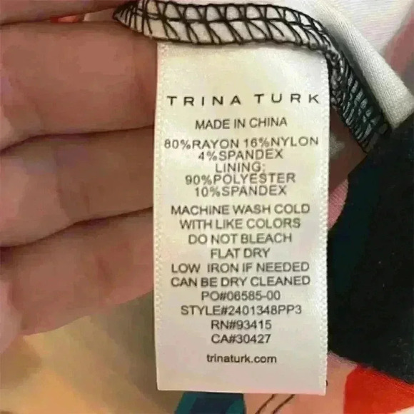 Trina Turk Women's Floral Bell Sleeve Dress Size S Multicolor Knee Length - Picture 5 of 9